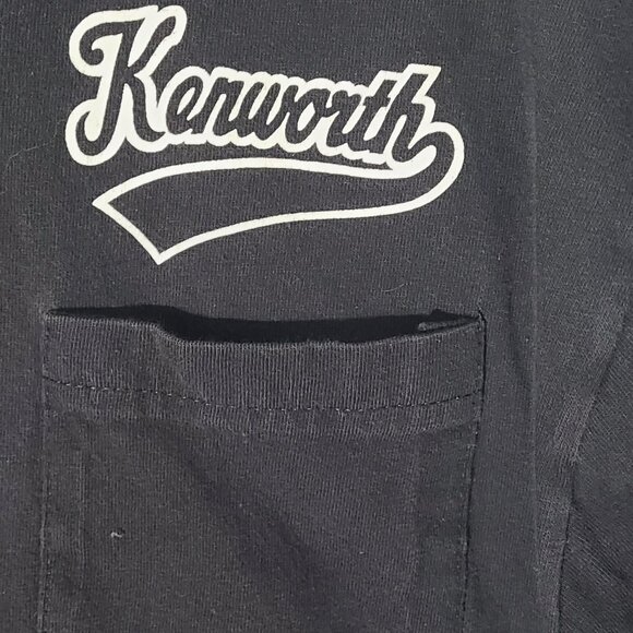 Vintage 90s Kenworth Trucking Black Pocket Large Promo T-Shirt Made in USA - Picture 2 of 5